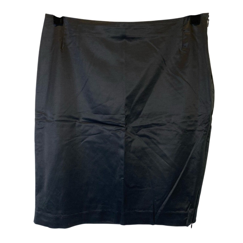 Vintage Chaiken Womens Slip Mini Pencil Skirt Size 8 Black Side Zip Cotton Blend